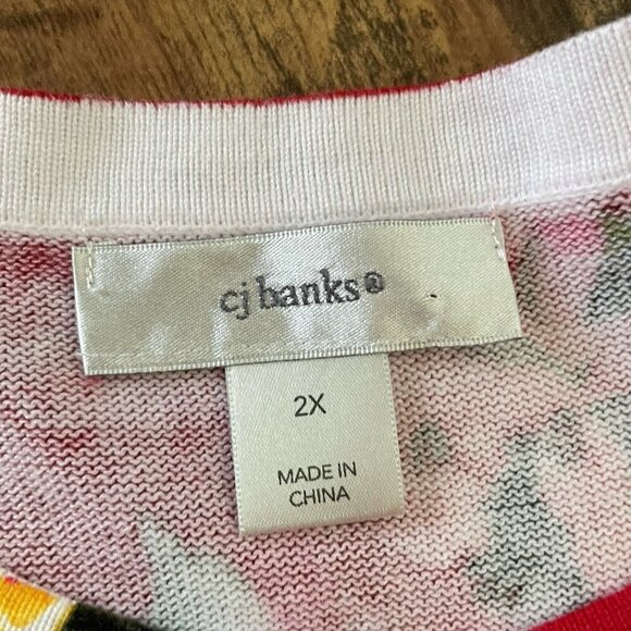 CJ Banks Womens Cardigan Plus Sz 2X Pink Orange Yellow Ombre Cotton Sweater - Picture 5 of 5